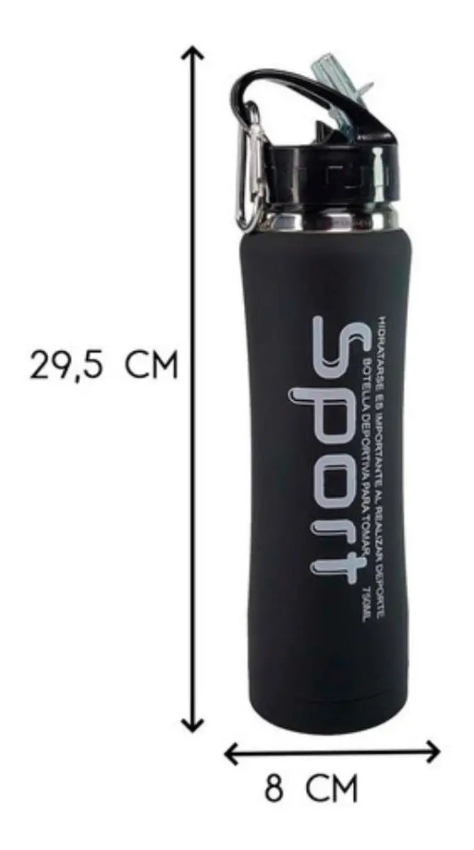 Botella Térmica Sport Acero Inoxidable 750ml con Sorbete y Gancho Azul